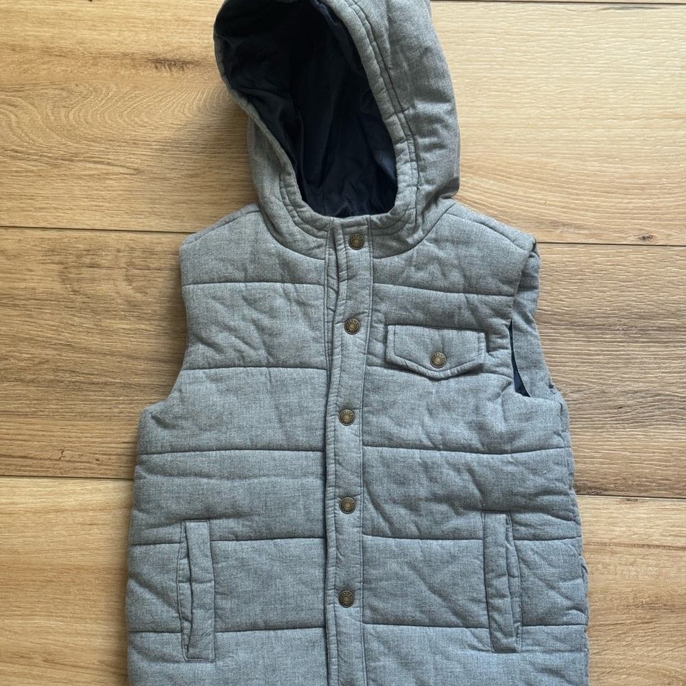 Janie and Jack Gray Quilted Hooded Vest